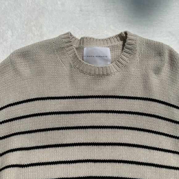 Maria McManus Heavy Gauge Oversized Crew Sweater Small Crema Black NWT$990 - Picture 15 of 16